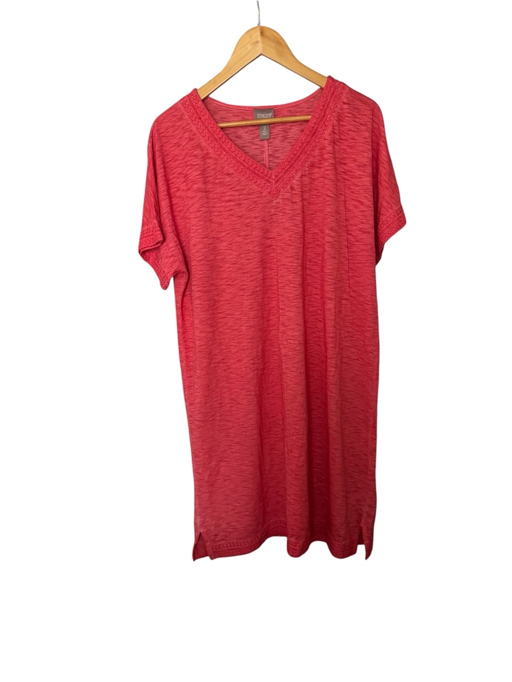 Chico's Coral Red V-Neck Midi Dress